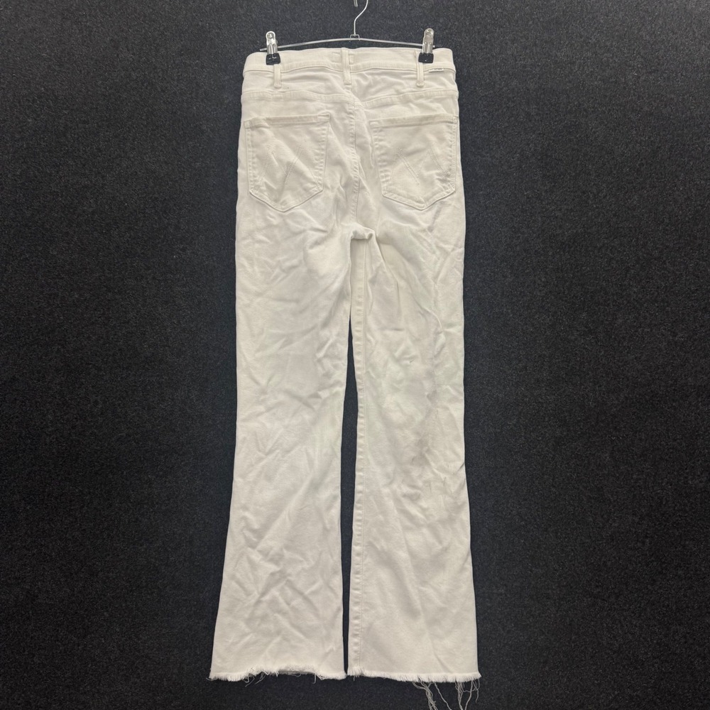 Mother Denim White High Waisted Flare Raw Hem Jeans Size 26